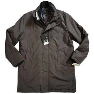 Marc New York Men's M Picton City Rain Car Coat Dark Brown Trench Full Zip NWT